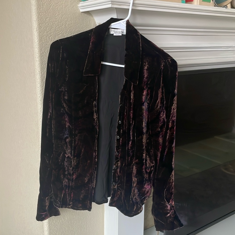 Vintage‎ Tessuto crushed velvet paisley top